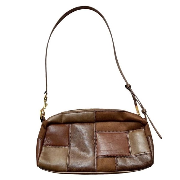 Brown Leather Patchwork Shoulder Bag - Picture 2 of 6